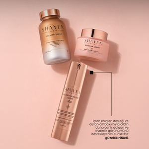 LONGEVITY GLOW RITUAL, İçten Dışa Gıda Takviyesi Destekli Bakım Seti, Collagen Complex Supplement™ 60 Tablet + Biorepair 100H Krem™ + Collagen Micro Shot 300™ Serum - Ceramide - Type I & Type III Kolajen - Ceramide - Resveratrol - E Vitamini