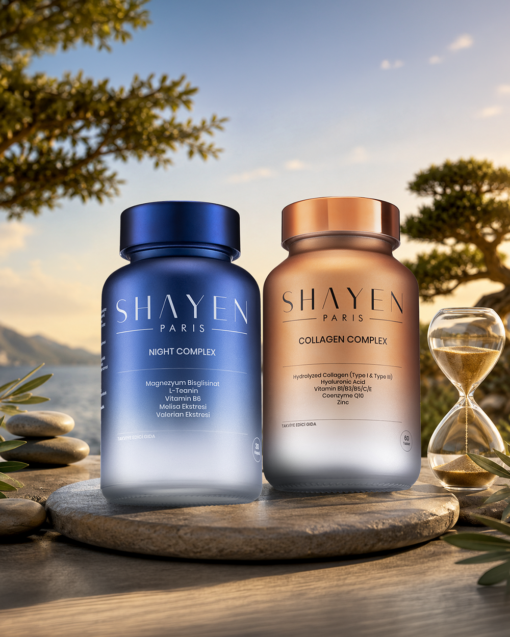 Sabah & Akşam Longevity Supplement Set™, İçten Güzelliğe Bütüncül Gıda Takviyesi, Collagen Complex™ l Night Complex™ , Stressiz Uyku Düzenleyici