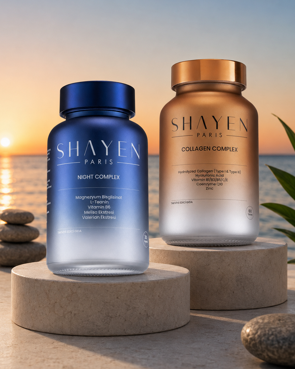Sabah & Akşam Longevity Supplement Set™, İçten Güzelliğe Bütüncül Gıda Takviyesi, Collagen Complex™ l Night Complex™ , Stressiz Uyku Düzenleyici