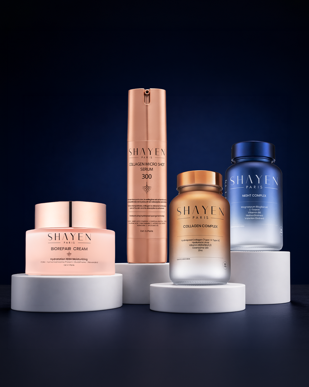 LONGEVITY NIGHT RENEW RITUAL, Gündüz & Gece İçten-Dışa İleri Bakım Seti, Collagen Complex Supplement™ 60 Tablet + Night Complex Supplement™ 30 Tablet + Biorepair 100H Krem™ + Collagen Micro Shot 300™