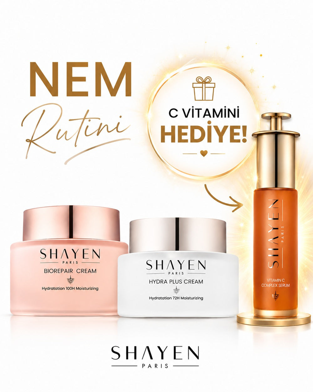 Shayen Nem Rutini - Hediyeli - Biorepair Krem™ + Hydroplus Krem™ +Hediye Vita C Complex Serum™